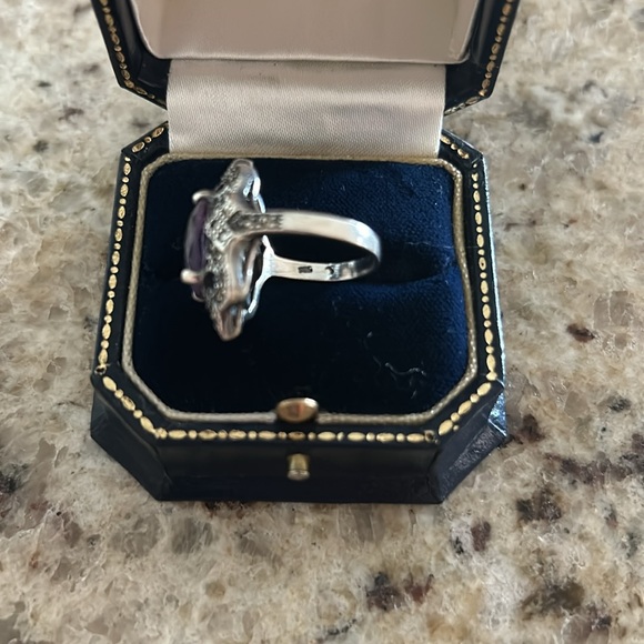 Sterling Silver 925, Amethyst Marcasite Ring -size 6 - Picture 4 of 7